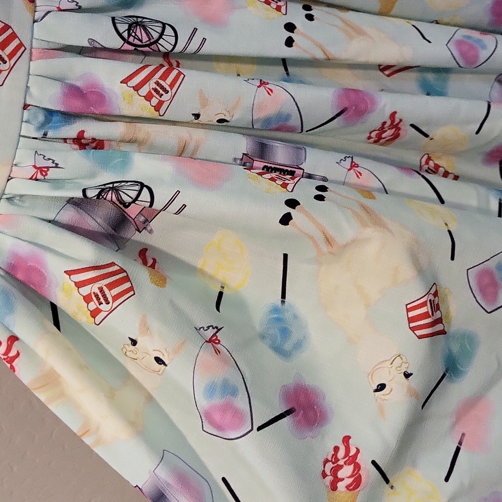 Unique Vinatge Popcorn Cotton Candy Luma Retro Style Dress Fit And Flare Size M - Picture 10 of 15